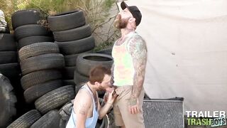 TRAILERTRASHBOYS Wank Dixons Large Manmeat Inhaled By Beaux Morgan