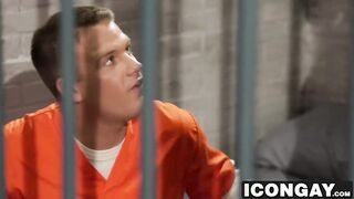 Mature bold dude fucks sexy twink hard in a prison cell