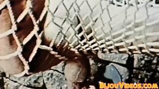 Vintage guys flexing after blowjobs before cumming hard