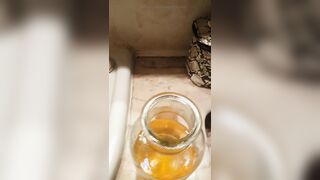 Urinating in a jar to flash off all my golden yellow liquid (because one of you asked me to)