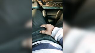 Crazy tutor with large sinewy manmeat demonstrating and fapping in bus