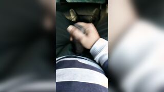 Crazy tutor with large sinewy manmeat demonstrating and fapping in bus