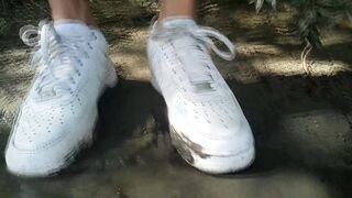 Jon Arteen plays in the dirt with his fresh sneakers Nike Air Power One AF1 sockless. Fellow sole fetish batty boy pornography vid