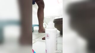 Steaming Desi guy bathing bare in super-sexy lingerie