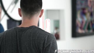 Mature stepdaddy barely fits his fat cock into stepsons ass