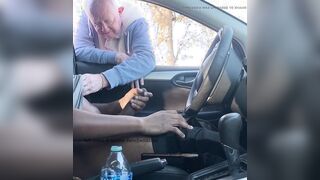 granddad offers a helping arm while cruising