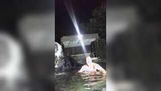 Jizz and urinate outdoors in the pool and douche