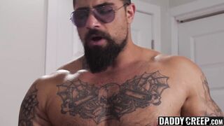 Brawny stepdad tricks son in dating app for a bareback fuck