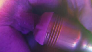 Pounding a white pearly fleshlight with premature orgasm