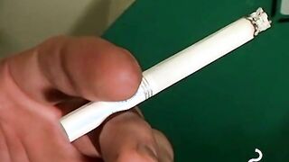 Releasing all my milky cum while burning my cigarettes