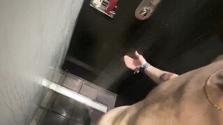 public douche at the locker bedroom. Rubbing my sausage and nutting in public