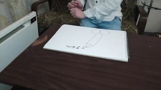 Step-Dad Catches Son-In-Law Drawing a Sausage and Makes Him Rail His Massive Dick Condom-Free