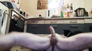 fapping with Self-Forearm-Job with my fat, enormous dinky at home into my kitchen