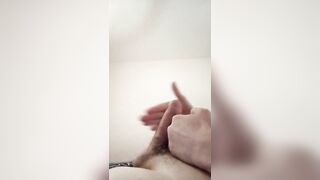 Fellow tugging off uncut penis on the table #13