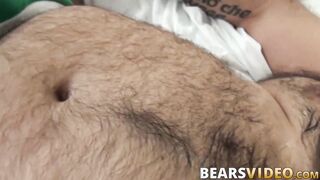 Naughty bear Sam Black fingered and ass drilled after BJ