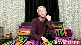 Solo twink Jax Marnell drills ass with toy and wanks cock