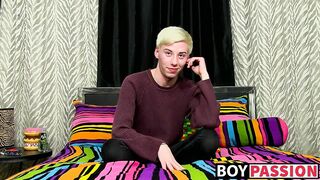 Solo twink Jax Marnell drills ass with toy and wanks cock