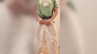 Furious Swelling Phat Wood in trousers causes 2 Immense Jizz Shots