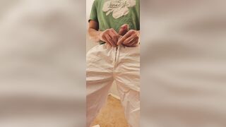 Furious Swelling Phat Wood in trousers causes 2 Immense Jizz Shots