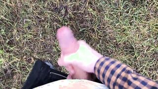 Crazy DUDE with BIG MAN-MEAT(23cm) Tugging OFF OUTDOOR