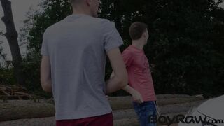 Slim twink Adam Barnes feeds horny Josh Cavalin his big dick