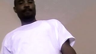 Hot black stud KG jerks off his thick cock on his solo show