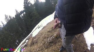 While hiking in the mountains I had to urinate, then I wanked my spear with gusto