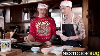 Inked twink gets his ass barebacked after making cookies