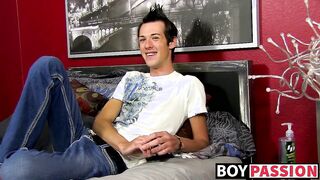 Interviewed teen Alex Wilde drills ass with toy solo