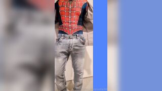 Spidermans jizz-shotgun and Spiidersmans jizz shot costume play Spidey's Web's