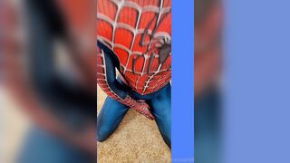 Spidermans jizz-shotgun and Spiidersmans jizz shot costume play Spidey's Web's