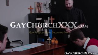 Adorable young pastor bend for some bareback fucking