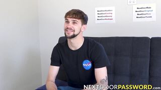 Big cocked gay Jerold Benton masturbates after an interview