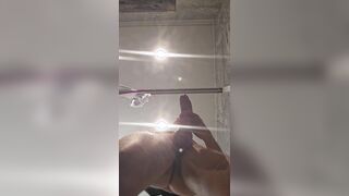 Huge splooging spear filmed from below