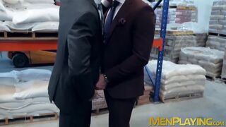 Classy studs go to the warehouse for hardcore analhammering