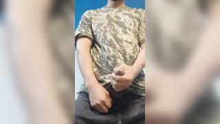 army soldier gets insane plays with his thick full salute and jacks