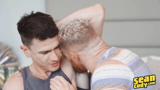 Mister Deep Voice Licks butthole Muscled, Tatted Grizzly Eddie Burke Then Porks Him In Missionary - SEAN CODY