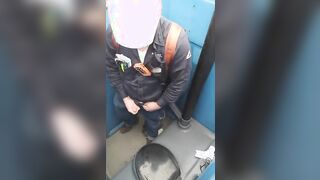 Worker Bear Jerks Off & Cum in Porty Potty at Work