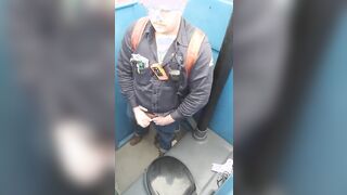 Worker Bear Jerks Off & Cum in Porty Potty at Work