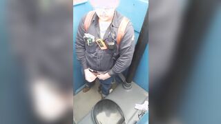 Worker Bear Jerks Off & Cum in Porty Potty at Work