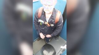 Worker Bear Jerks Off & Cum in Porty Potty at Work