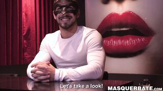 Handsome masked homo strips naked and starts to masturbate