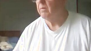 old man jerking his big dick