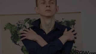 Kinky Russian twink Myke Belikov finger fucks his tight hole