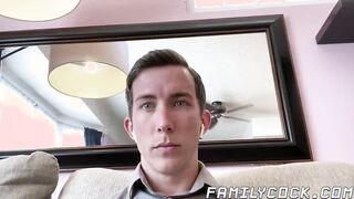 Stepfather teases cute twink into hardcore taboo barebacking