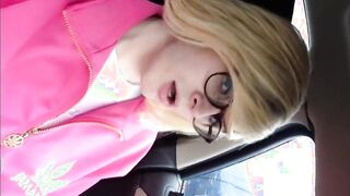 Cute Sissy Cums In The Car