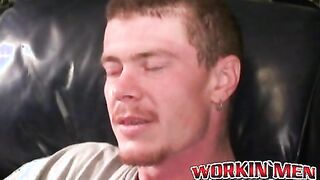 Rough stud masturbates solo and shoots cum all over himself