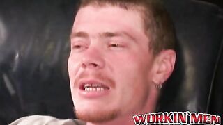 Rough stud masturbates solo and shoots cum all over himself