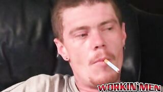 Rough stud masturbates solo and shoots cum all over himself