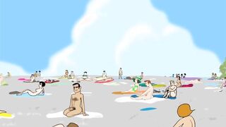 Cartoon XXX Gay Men on the Nude Beach